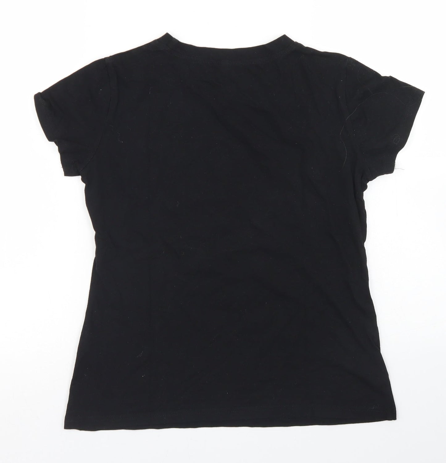 SheIn Womens Black  Cotton Basic T-Shirt Size S Crew Neck - Beach Party