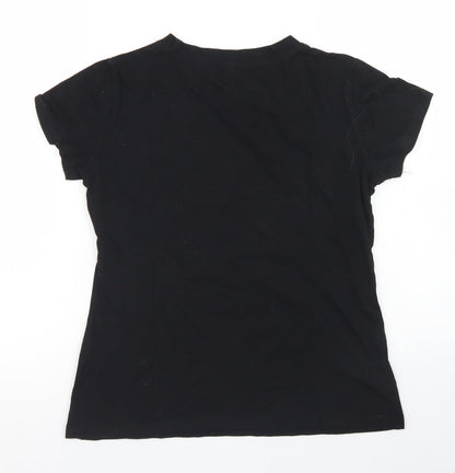 SheIn Womens Black  Cotton Basic T-Shirt Size S Crew Neck - Beach Party