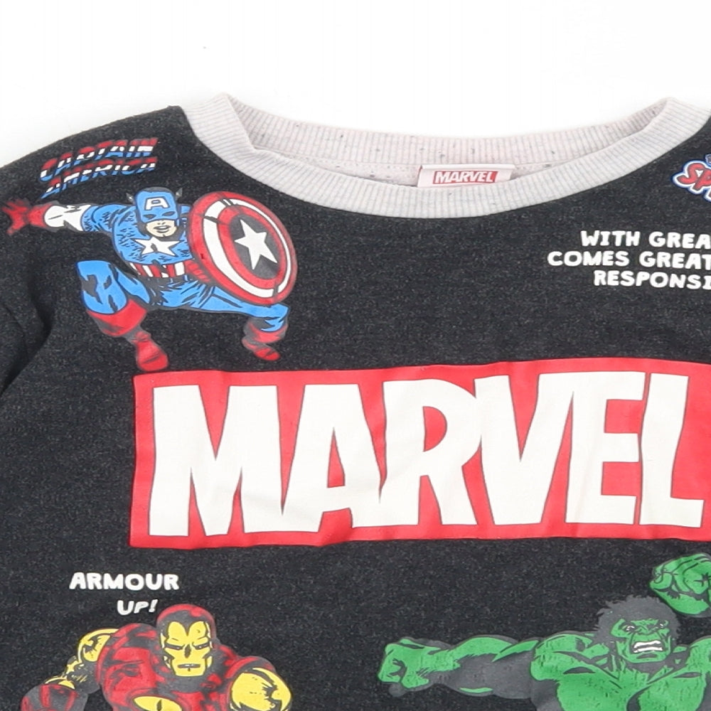 Matalan Boys Grey  Cotton Basic T-Shirt Size 7 Years Crew Neck  - Marvel Avengers