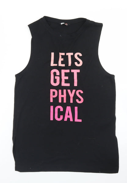 F&F Womens Black  Polyester Basic Tank Size S Crew Neck