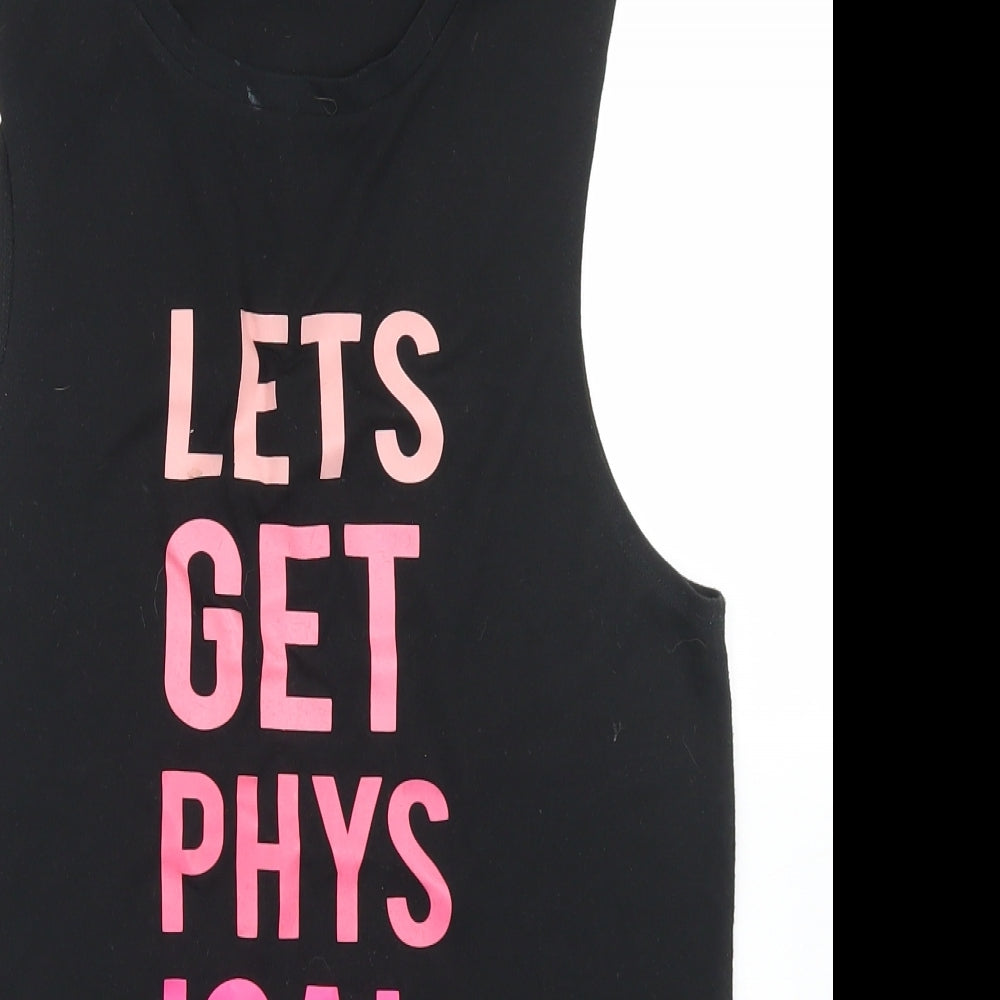 F&F Womens Black  Polyester Basic Tank Size S Crew Neck