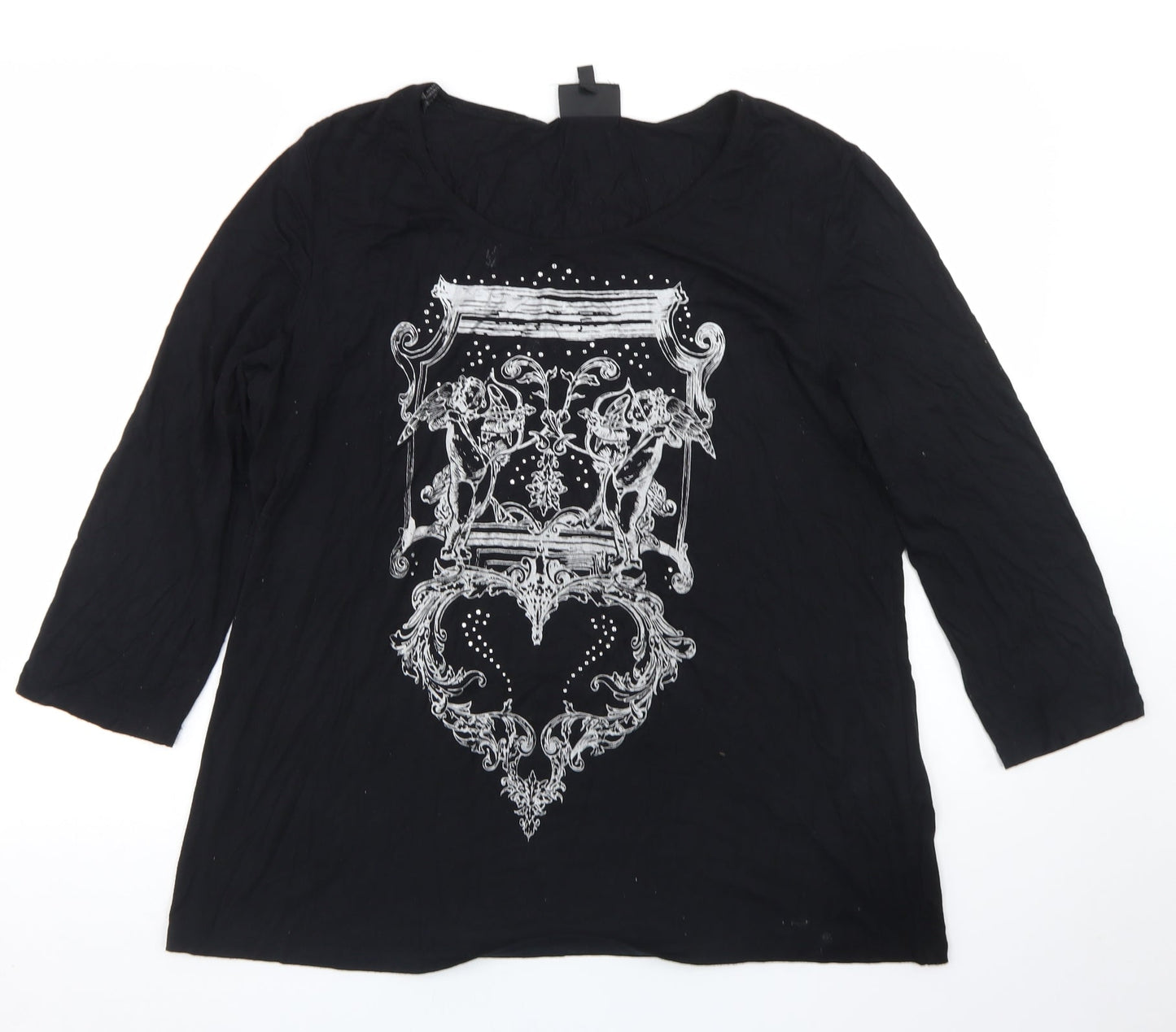 Womens UK Size XL Antthony Black Basic T-Shirt