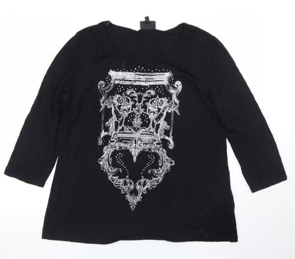 Womens UK Size XL Antthony Black Basic T-Shirt