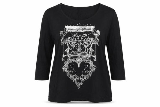 Front view of Antthony women’s black viscose basic t-shirt, size XL, round neck