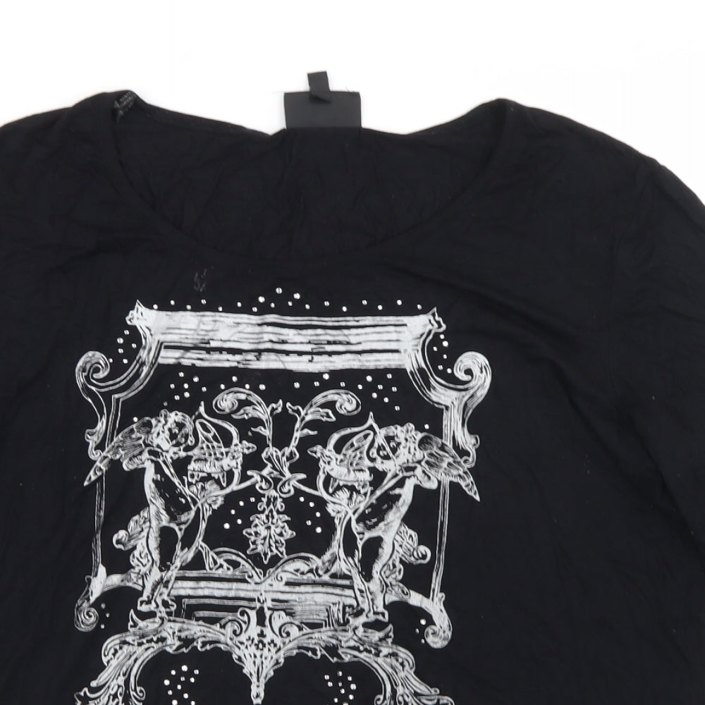 Womens UK Size XL Antthony Black Basic T-Shirt