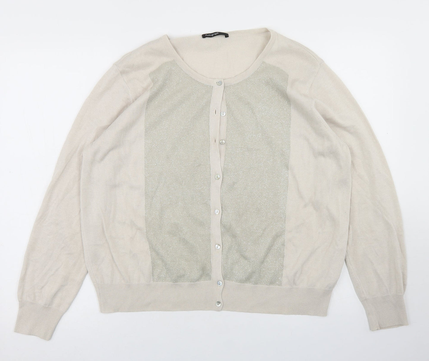 Autograph Womens Beige Crew Neck  Acrylic Cape Jumper Size 18