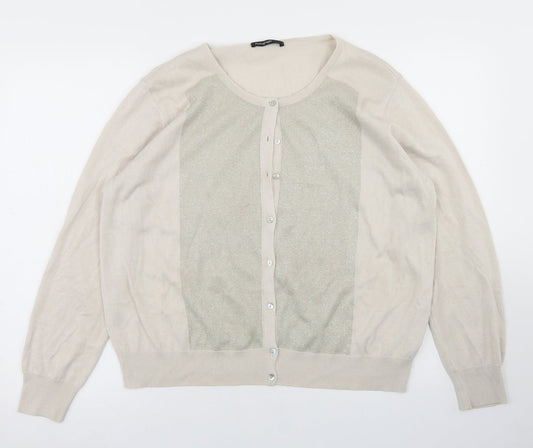 Autograph Womens Beige Crew Neck  Acrylic Cape Jumper Size 18