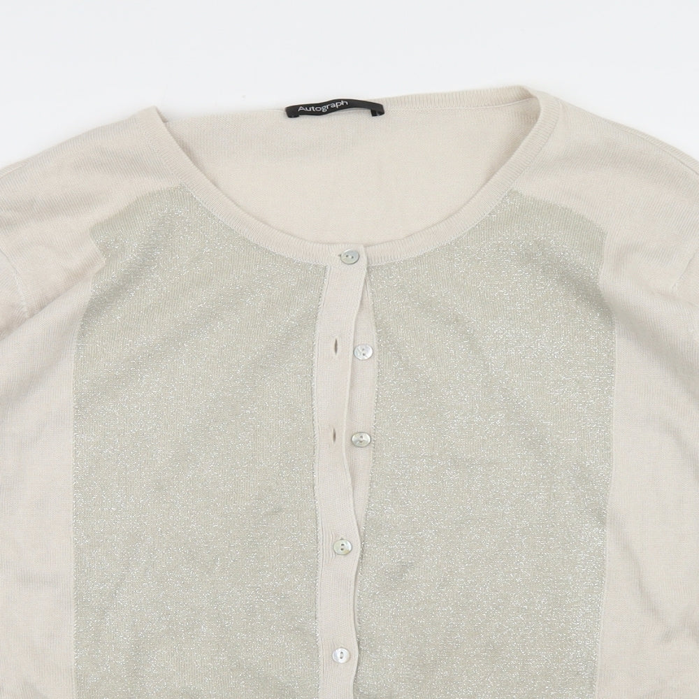 Autograph Womens Beige Crew Neck  Acrylic Cape Jumper Size 18