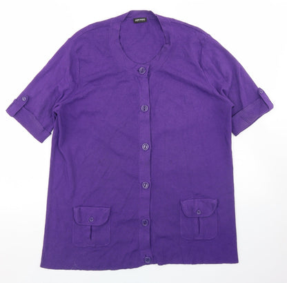 Gerry Weber Womens Purple Round Neck  Viscose Cardigan Jumper Size 20