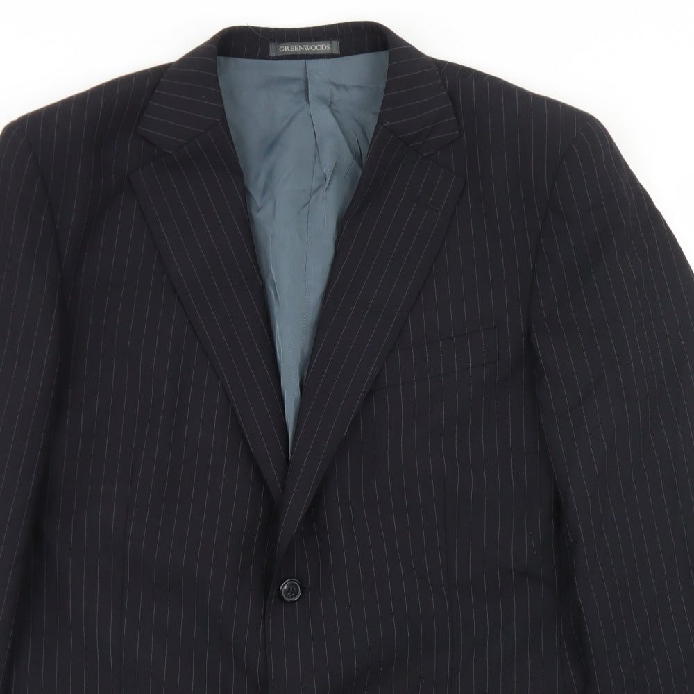 Mens UK Size 42 Greenwoods Regular Black Suit Jacket