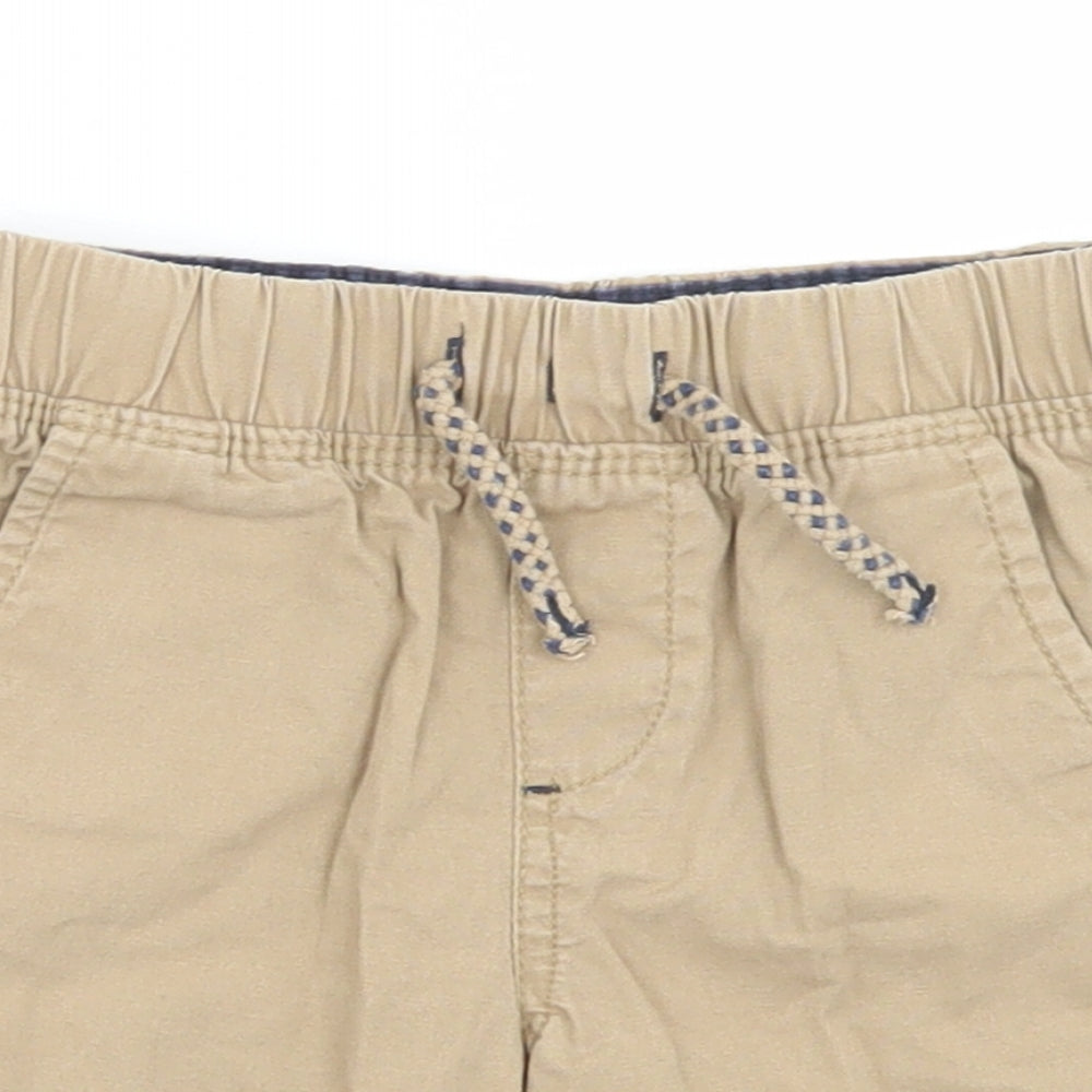 Primark Boys Brown  Cotton Cropped Trousers Size 12-18 Months  Drawstring