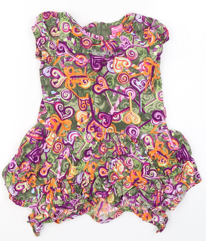 pompolina Girls Multicoloured Geometric Cotton Fit & Flare  Size 4 Years  Round Neck Zip - lollypop print