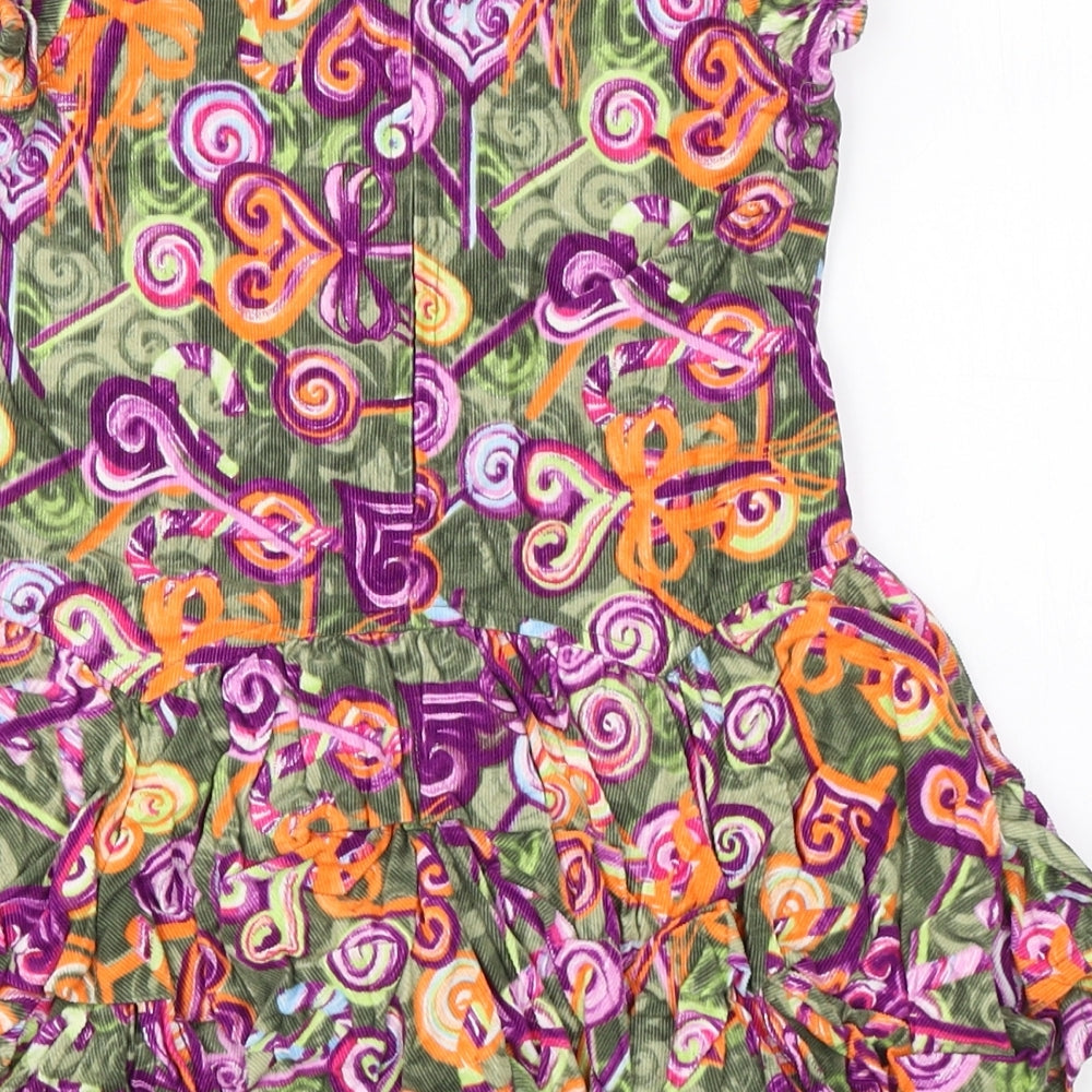 pompolina Girls Multicoloured Geometric Cotton Fit & Flare  Size 4 Years  Round Neck Zip - lollypop print