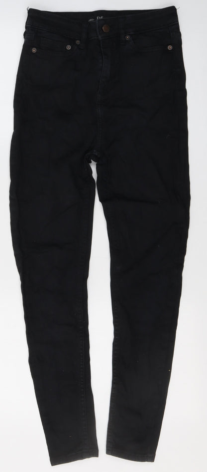 F&F Womens Black  Cotton Skinny Jeans Size 8 L25 in Regular