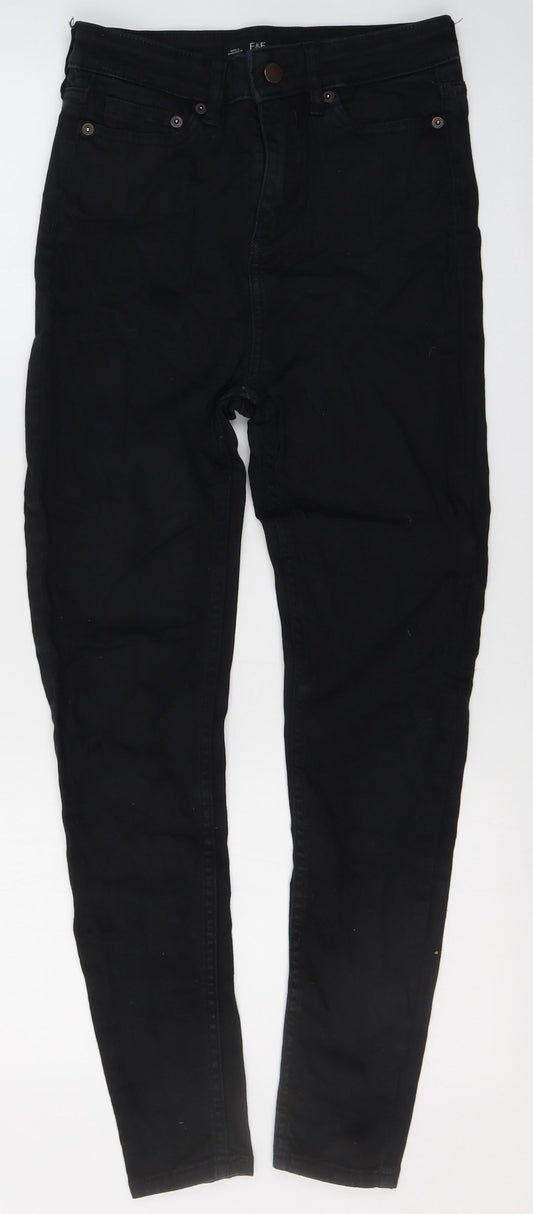F&F Womens Black  Cotton Skinny Jeans Size 8 L25 in Regular