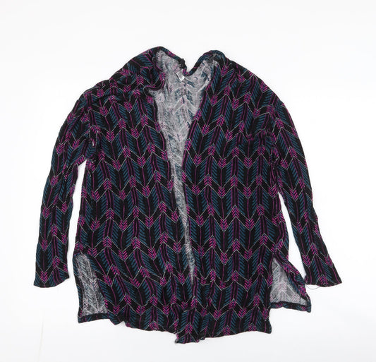 H&M Womens Multicoloured Round Neck Geometric Viscose Cardigan Jumper Size S