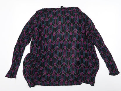 H&M Womens Multicoloured Round Neck Geometric Viscose Cardigan Jumper Size S