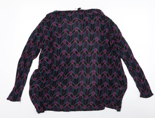 H&M Womens Multicoloured Round Neck Geometric Viscose Cardigan Jumper Size S