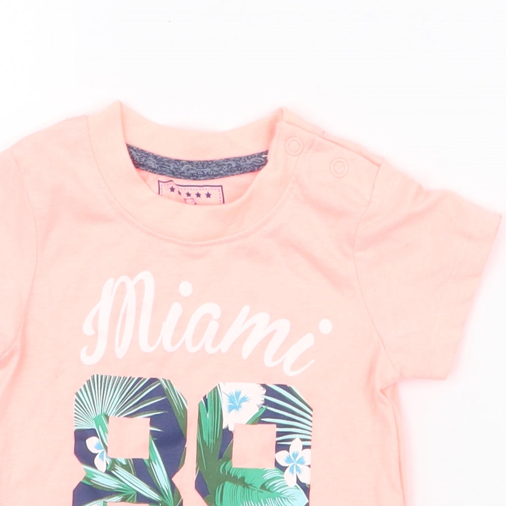 Early Days  Orange Floral Polyester Jersey T-Shirt Size 6-9 Months Round Neck Pullover - miami 89