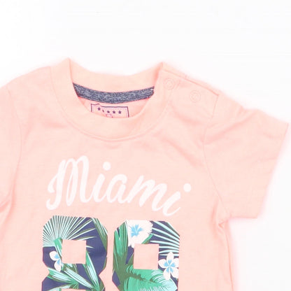 Early Days  Orange Floral Polyester Jersey T-Shirt Size 6-9 Months Round Neck Pullover - miami 89
