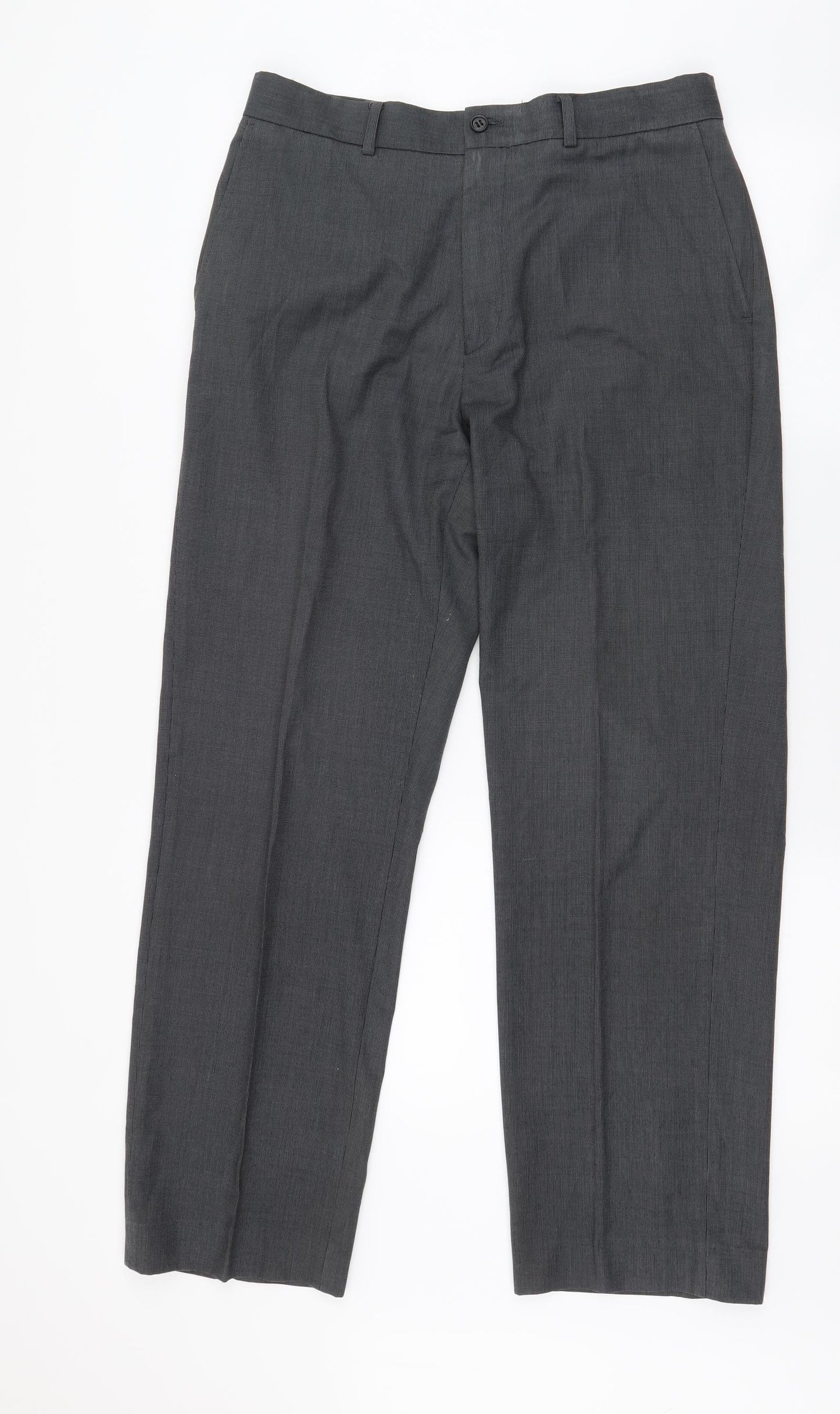 Mens UK Size 33 in BHS Regular Fit Dress Pants Grey Trousers
