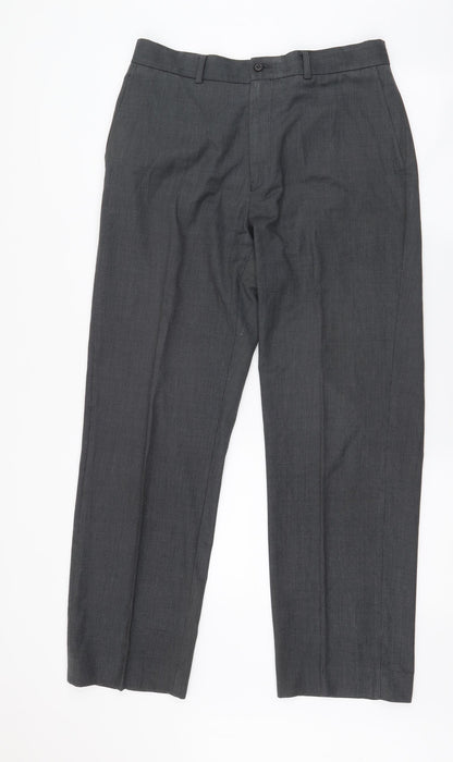 Mens UK Size 33 in BHS Regular Fit Dress Pants Grey Trousers