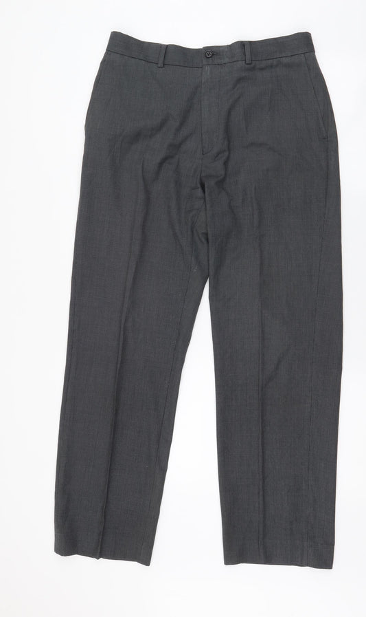 Mens UK Size 33 in BHS Regular Fit Dress Pants Grey Trousers