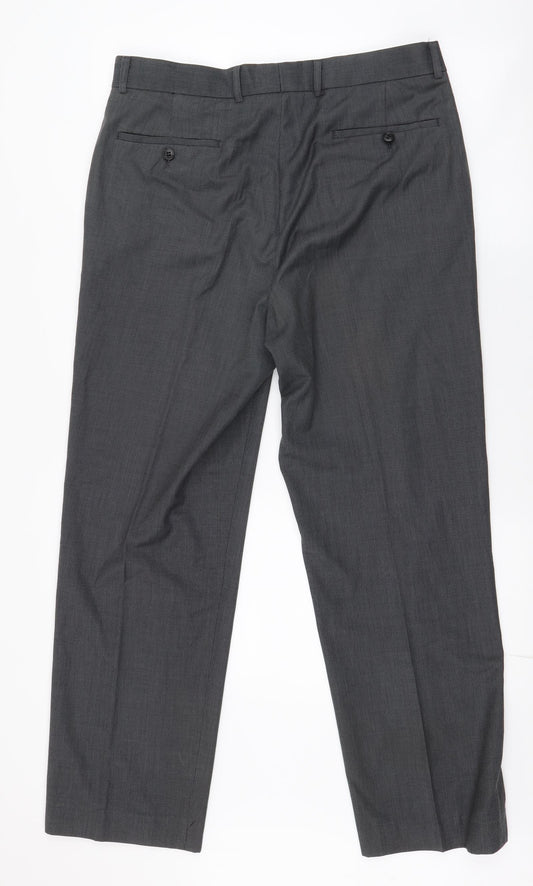 Mens UK Size 33 in BHS Regular Fit Dress Pants Grey Trousers