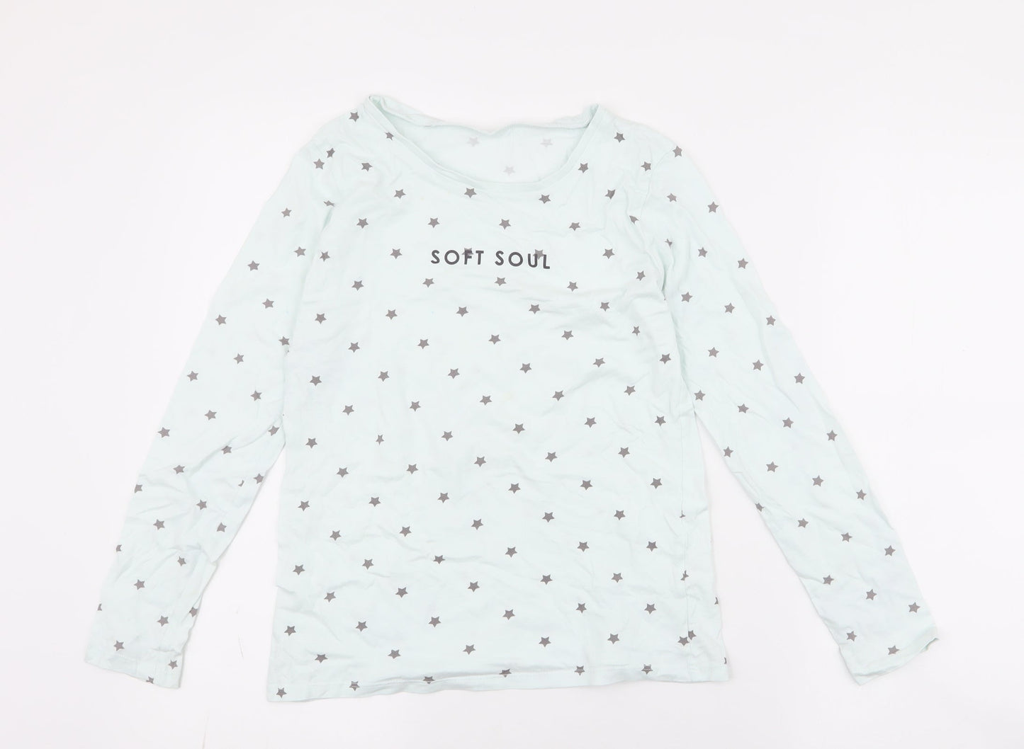 George Girls Blue Spotted 100% Cotton Jersey T-Shirt Size 8-9 Years Round Neck Pullover - soft soul , stars