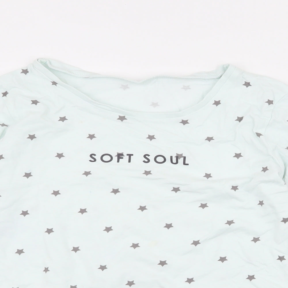 George Girls Blue Spotted 100% Cotton Jersey T-Shirt Size 8-9 Years Round Neck Pullover - soft soul , stars