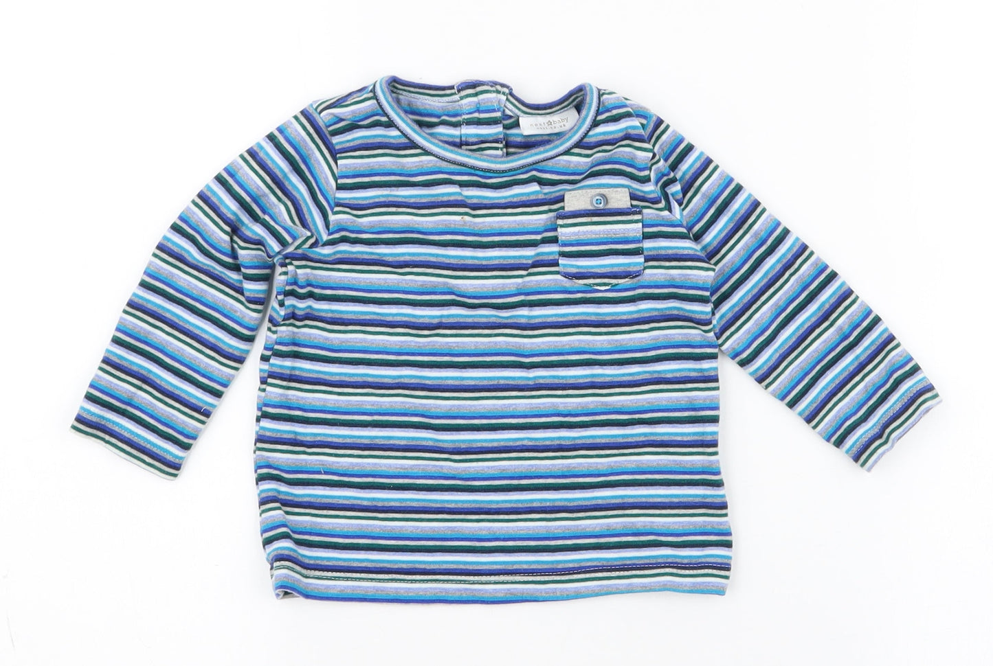 NEXT  Multicoloured Striped 100% Cotton Jersey T-Shirt Size 6-9 Months Round Neck Pullover