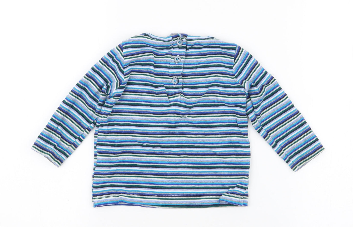 NEXT  Multicoloured Striped 100% Cotton Jersey T-Shirt Size 6-9 Months Round Neck Pullover