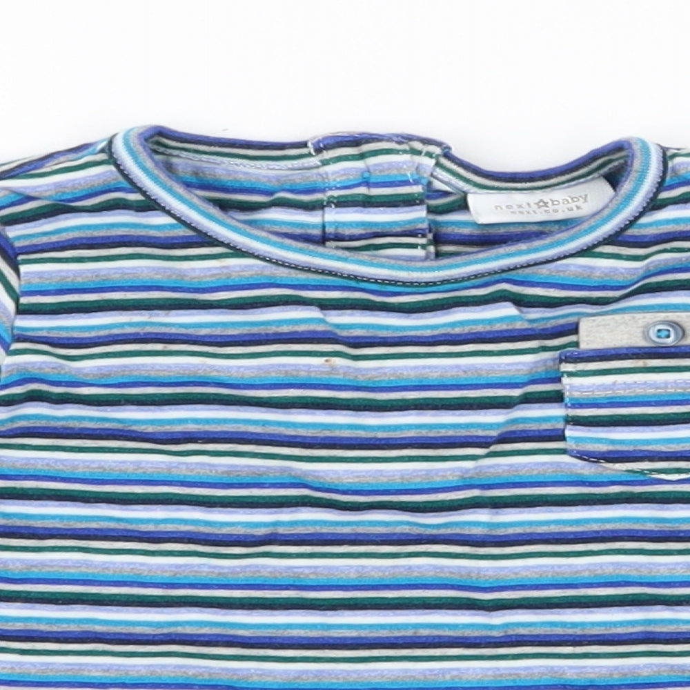 NEXT  Multicoloured Striped 100% Cotton Jersey T-Shirt Size 6-9 Months Round Neck Pullover