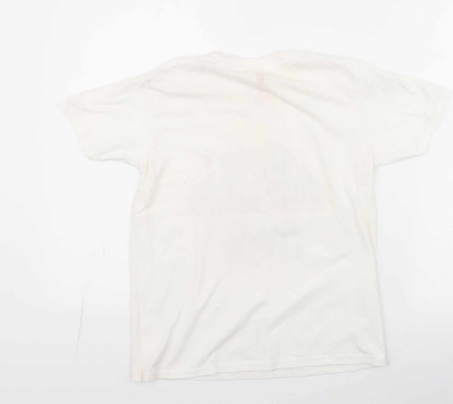 Liverpool FC Boys White  100% Cotton Jersey T-Shirt Size 9-10 Years Round Neck Pullover