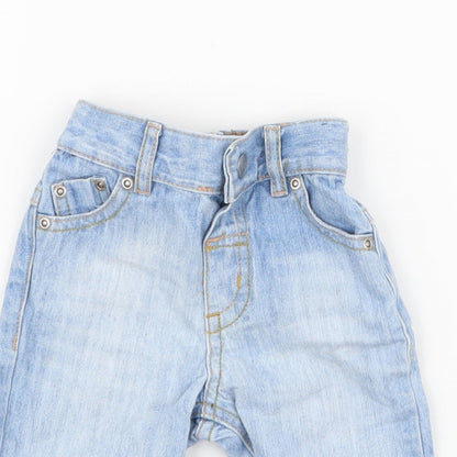 NEXT Boys Blue  100% Cotton Cargo Jeans Size 3-6 Months  Button