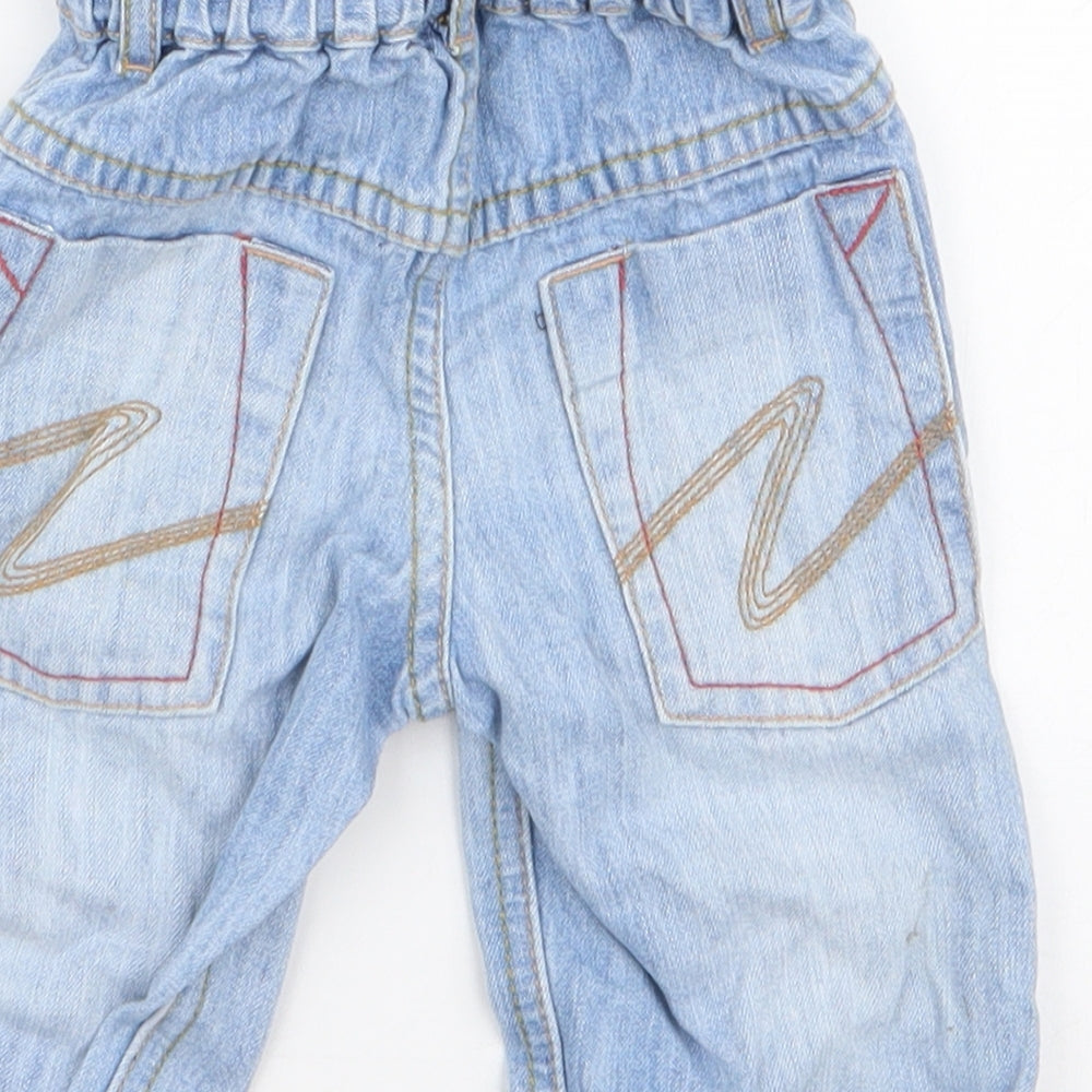 NEXT Boys Blue  100% Cotton Cargo Jeans Size 3-6 Months  Button