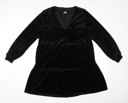 H&M Womens Black  Polyester Trapeze & Swing  Size M  V-Neck Pullover
