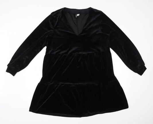 H&M Womens Black  Polyester Trapeze & Swing  Size M  V-Neck Pullover