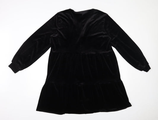 H&M Womens Black  Polyester Trapeze & Swing  Size M  V-Neck Pullover