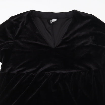 H&M Womens Black  Polyester Trapeze & Swing  Size M  V-Neck Pullover
