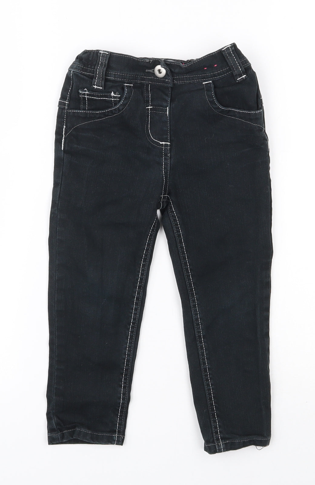 Adams Girls Black  Cotton Skinny Jeans Size 3 Years  Regular Button
