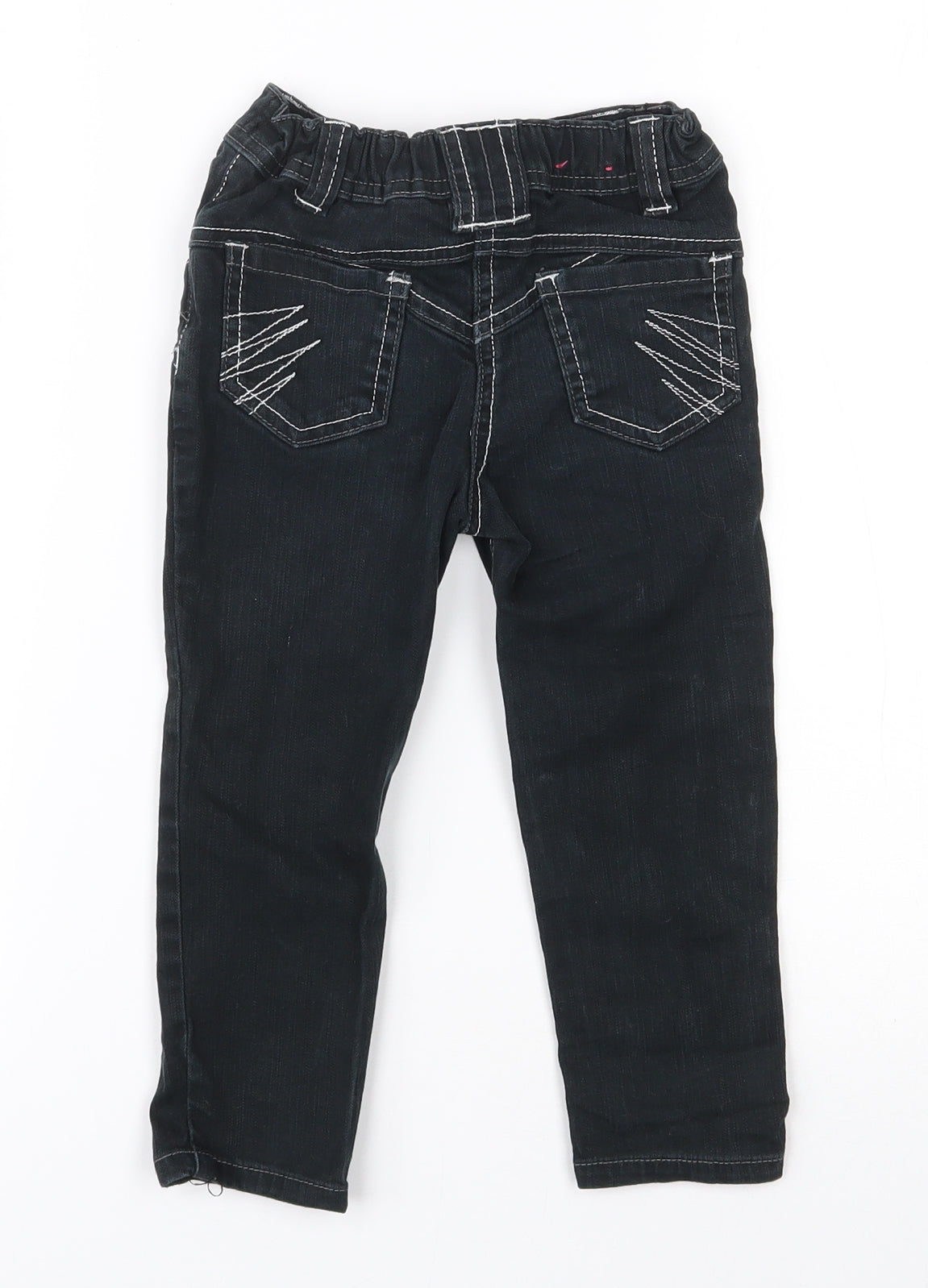 Adams Girls Black  Cotton Skinny Jeans Size 3 Years  Regular Button