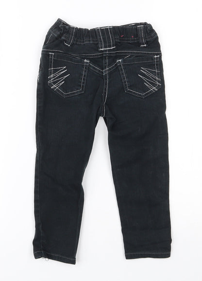 Adams Girls Black  Cotton Skinny Jeans Size 3 Years  Regular Button