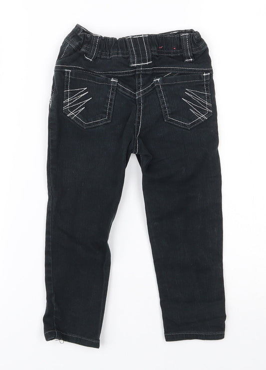 Adams Girls Black  Cotton Skinny Jeans Size 3 Years  Regular Button