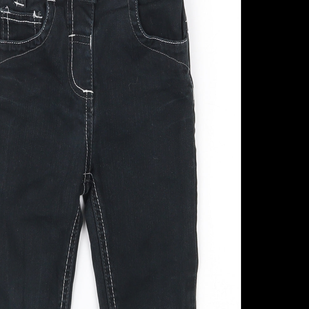 Adams Girls Black  Cotton Skinny Jeans Size 3 Years  Regular Button