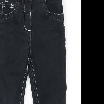Adams Girls Black  Cotton Skinny Jeans Size 3 Years  Regular Button
