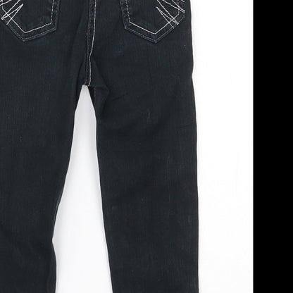 Adams Girls Black  Cotton Skinny Jeans Size 3 Years  Regular Button