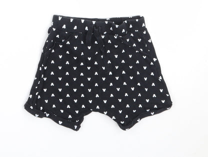 George Boys Black  Cotton Cropped Trousers Size 12-18 Months   - mickey mouse