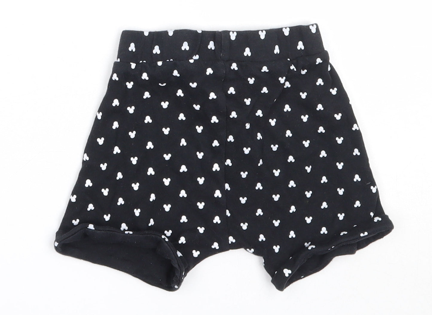 George Boys Black  Cotton Cropped Trousers Size 12-18 Months   - mickey mouse