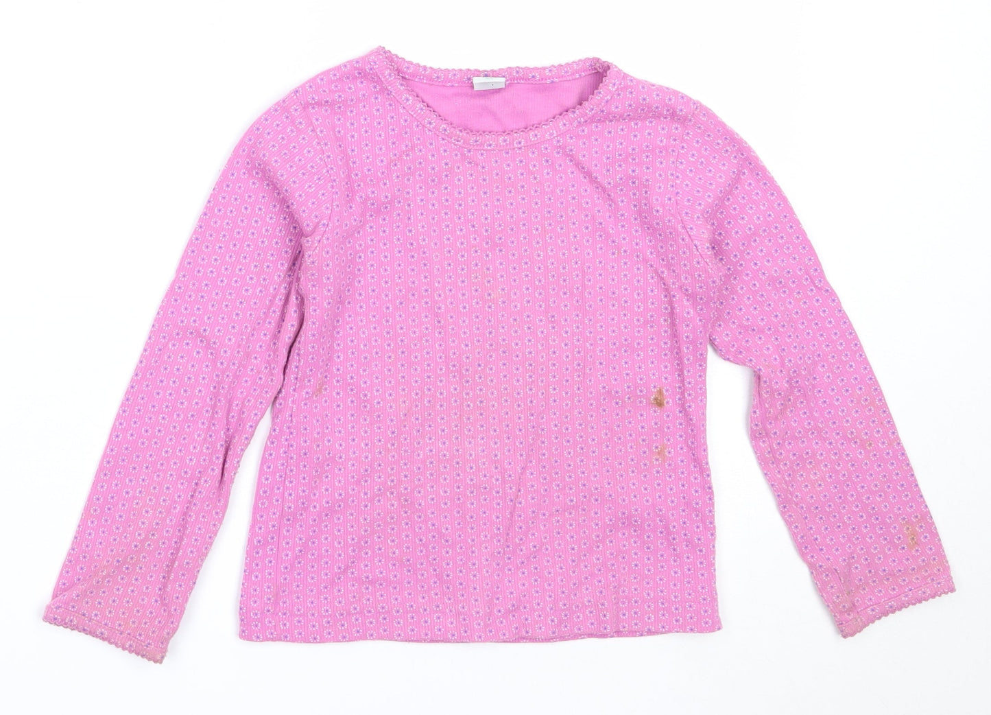 Adams Girls Pink  Cotton Basic T-Shirt Size 5 Years Round Neck